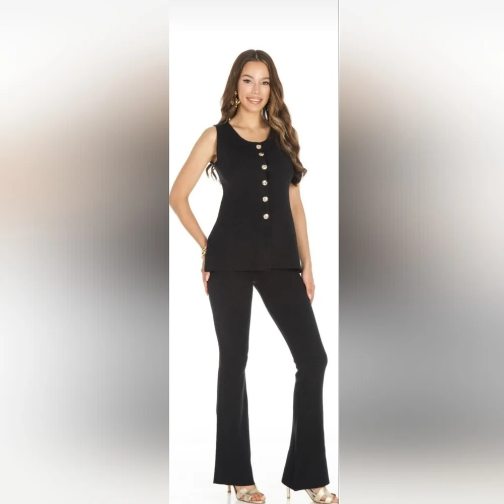Elegant Black Women's Top And Pant Set - Picture 1 of 1